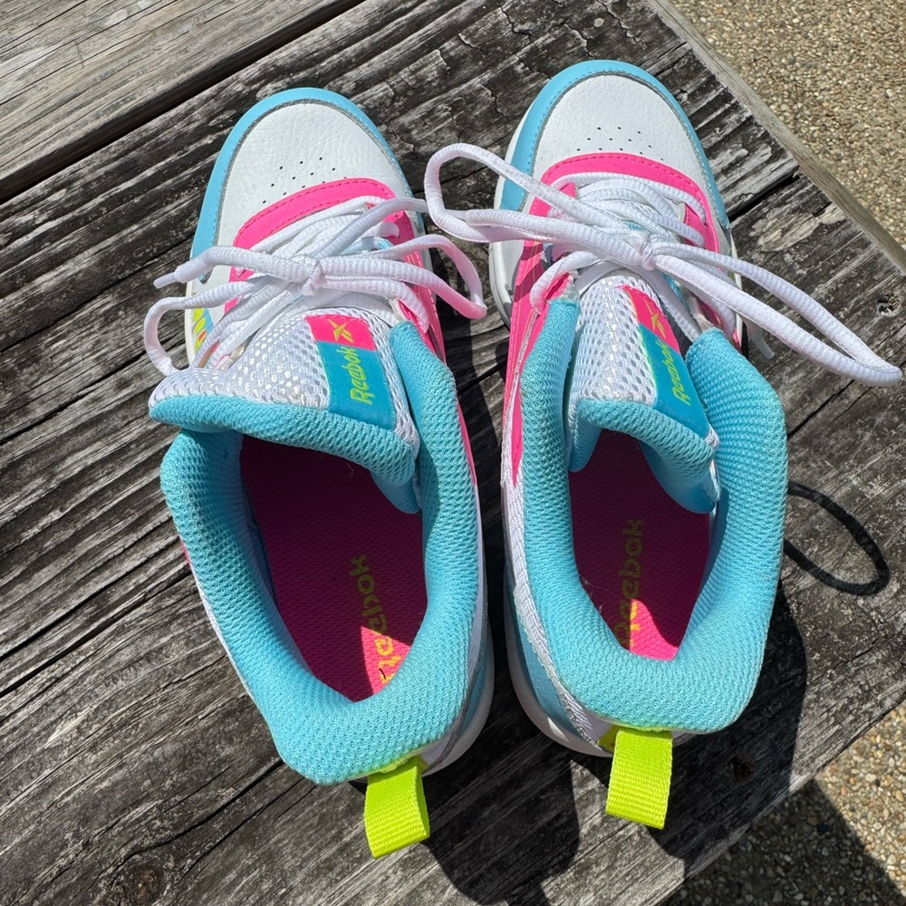 Reebok Pink and Blue Sneakers with Elastic Openings